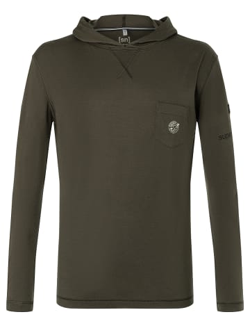 super.natural Merino Longsleeve M SPACE175 HOOD in grün