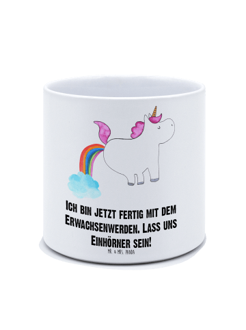 Mr. & Mrs. Panda Übertopf Einhorn Pupsen mit Spruch in Weiß
