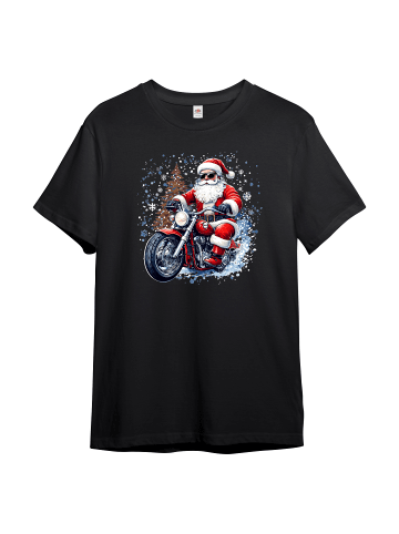 PAULGOS Herren T-Shirt, Biker Santa in Schwarz