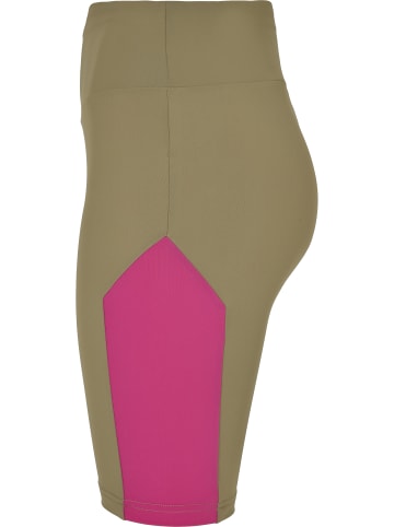Urban Classics Urban Classics Damen Ladies Color Block Cycle Shorts in khaki/brightviolet
