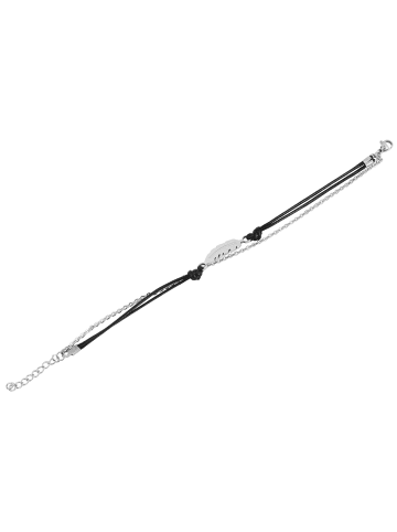 Adeliás Damen Armband – Textilarmband aus Edelstahl 20 cm in schwarz