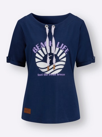 WITT WEIDEN Shirt in marine-ecru-bedruckt