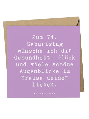 Mr. & Mrs. Panda Glückwunschkarte Spruch 74. Geburtstag mit Spruch in Lavendeltraum