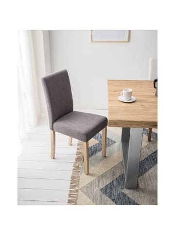 home24 home24 Polsterstuhl (2er Set) - Grau - Webstoff & Massivholz Eiche - 42.0 x 91.0 x 56.0 cm in Grau