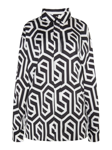 DreiMaster Damen Hemdbluse in Schwarz Wollweiss