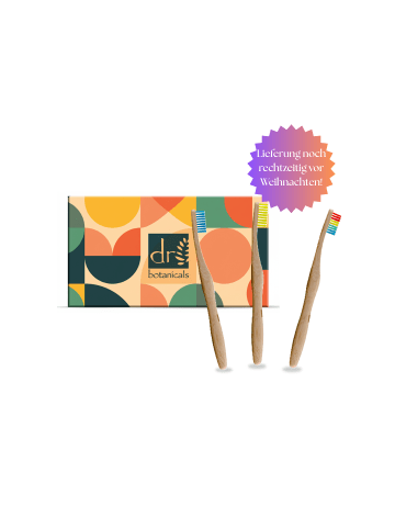 Dr Botanicals DB Rekomened Bambus-Zahnbürste: Blau + Regenbogen + Gelb