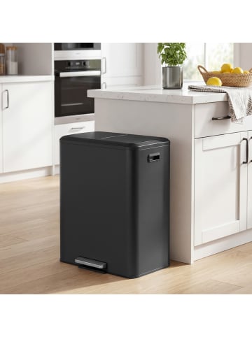 SONGMICS Mülleimer Powe in Schwarz - (B)37.2 x (H)65.8 x (T)52.5 cm - 2 x 30 L
