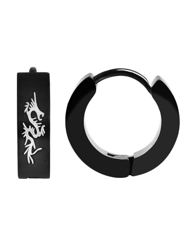 Adeliás Damen Ohrringe – Klappcreole aus Edelstahl in schwarz