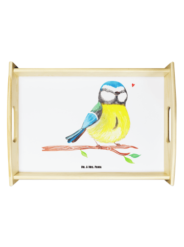 Mr. & Mrs. Panda Frühstückstablett Vogel Blaumeise ohne Spruch in Weiß