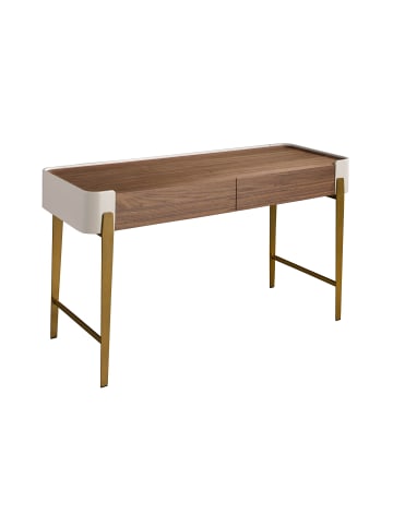 Angel Cerdá Schreibtisch 7186 in Beige / Gold / Walnuss – (B)140 x (H)76 x (T)50 cm