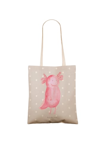 Mr. & Mrs. Panda Shopping Bag Axolotl Glücklich ohne Spruch in Grau Pastell