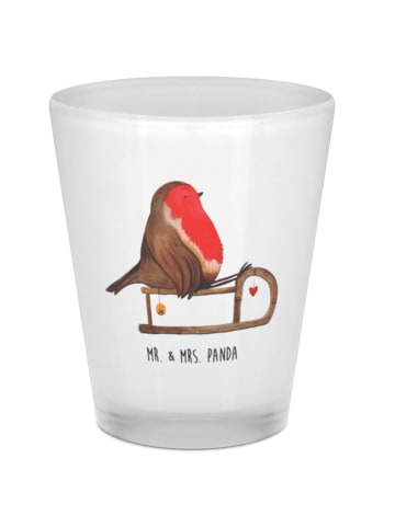 Mr. & Mrs. Panda Schnapsglas Rotkehlchen Schlitten ohne Spruch in Transparent