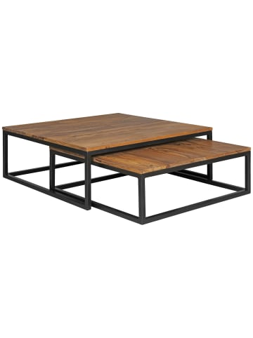 KADIMA DESIGN Couchtisch Set im Industrial-Stil, Holzplatte, Metallgestell