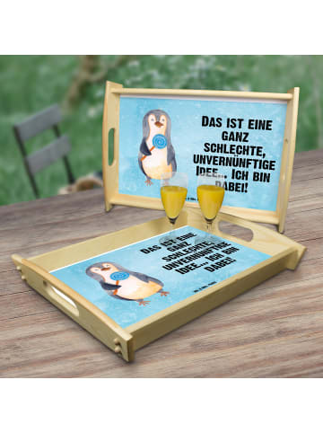 Mr. & Mrs. Panda Holztablett Pinguin Lolli mit Spruch in Eisblau