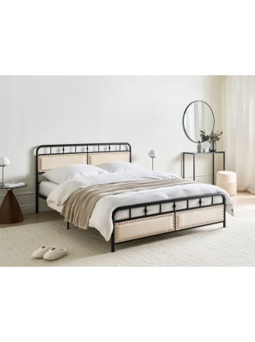 Beliani Doppelbett BREUILLET in Schwarz/Beige - (W) 165 x (H) 95 x (L) 207 cm