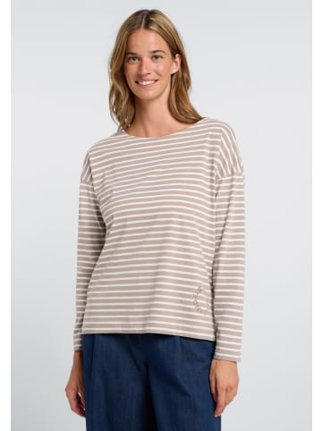 ELBSAND Langarm T-Shirt Tooske in Silver Sand + Cloud White STRIPE