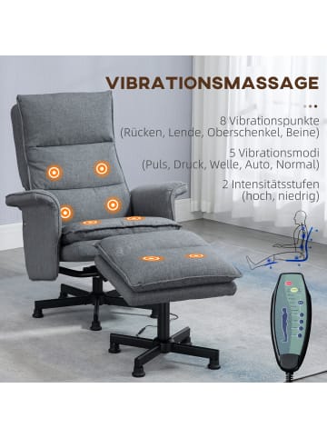 HOMCOM Massagesessel mit Fußhocker-78L x 93B x 99H cm-Grau