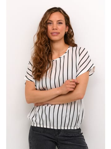 Kaffe Kurzarm-Bluse KAbeathe Loose fit in Chalk/Black Stripe