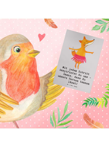 Mr. & Mrs. Panda Grußkarte Tanzen Trainerin Herz mit Spruch in Grau Pastell