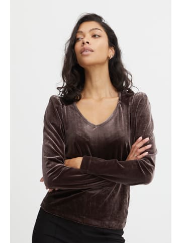 b.young Langarmshirt BYPERLINA LS TSHIRT - 20810823 Langarmshirt in Samt-Optik in Braun
