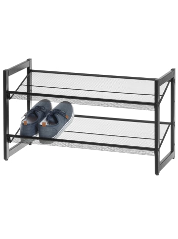 4Living Metallischer Schuhregal MIMMI, 2 Ebenen in Schwarz, 74 cm