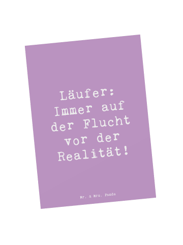 Mr. & Mrs. Panda Postkarte Spruch Laufen Realitätsflucht mit Spruch in Lavendeltraum