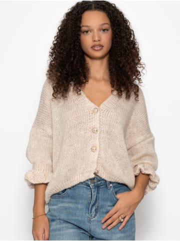 SASSYCLASSY Cardigan mit 3/4-Ärmeln in Offwhite