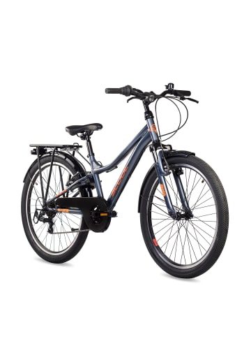 S'COOL Kinderfahrrad - troX 24 Zoll 6-Gang | ab 8 Jahre - Dark Grey/Aqua