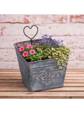 AltoBelli Blumentopf PIAZZA mit HERZ Zink Eckig 12x12 cm