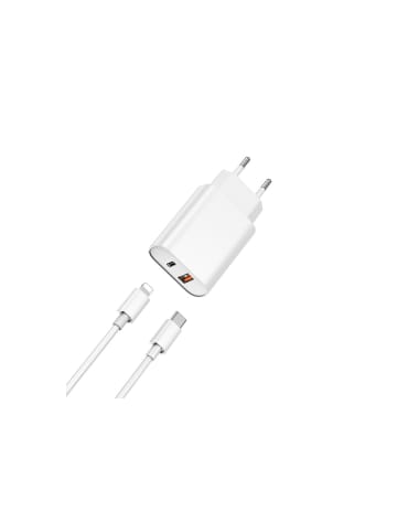 WIWU WIWU Wandladegerät Wi-U002 PD + QC 20W 1x USB 1x USB-C + Kabel in Weiß