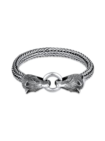 KUZZOI Armband 925 Sterling Silber Wolf in Silber