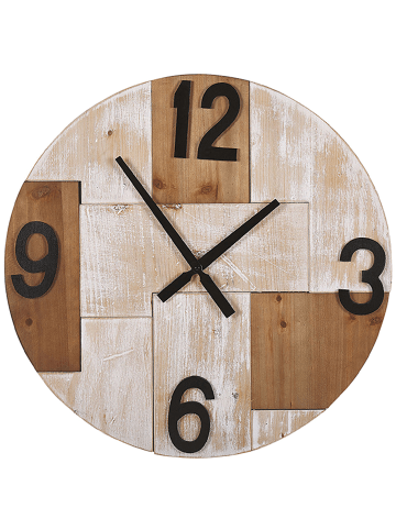 Beliani Wanduhr MICHAPAN in Braun/Schwarz - (W) 60 x (H) 60 x (L) 4 cm