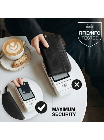 FEYNSINN Leder-Geldbörse echt Leder Damen Geldbeutel groß schwarz RONJA in schwarz