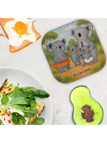 Mr. & Mrs. Panda Glas-Untersetzer Koala Familie Design ohne Spruch in Weiß