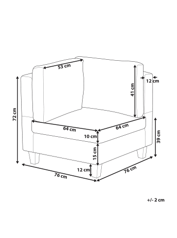 Beliani Sofaelement UNSTAD in Schwarz - (W) 76 x (H) 72 x (L) 76 cm