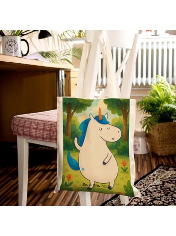 Mr. & Mrs. Panda Jutebeutel Einhorn Mann Design ohne Spruch in Weiß