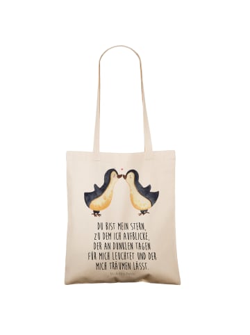 Mr. & Mrs. Panda Tragetasche Pinguin Liebe mit Spruch in Creme