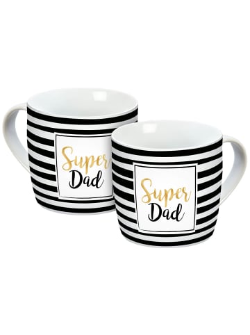 Geda Labels Tasse Super Dad Streifen in Schwarz - 300 ml