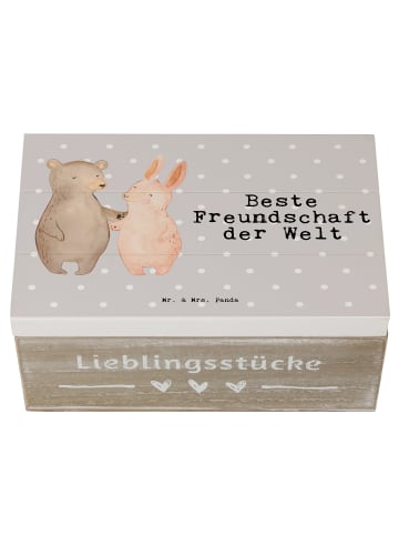 Mr. & Mrs. Panda Holzkiste mit Deckel Hase Beste Freundschaft de... in Grau Pastell