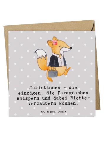 Mr. & Mrs. Panda Grußkarte Juristin Zauber mit Spruch in Grau Pastell