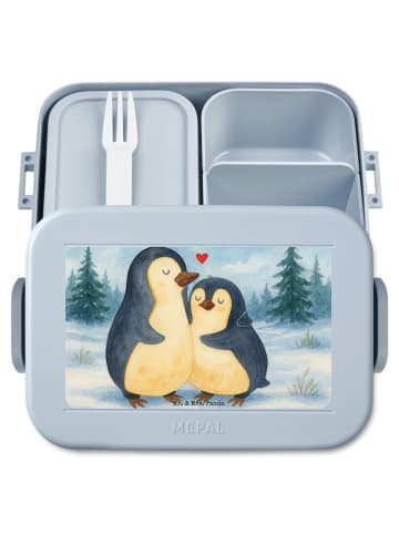 Mr. & Mrs. Panda Bentobox Pinguin umarmen Design ohne Spruch in Blau Pastell