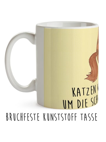 Mr. & Mrs. Panda Kindertasse Katze Wasserglas mit Spruch in Gelb Pastell