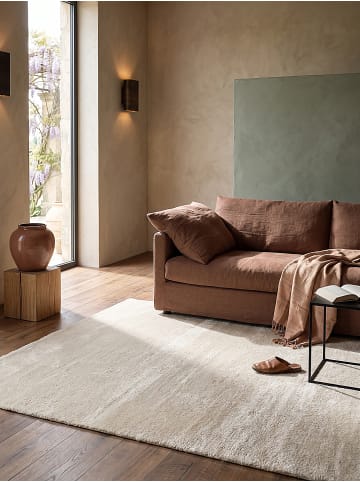 KADIMA DESIGN Hochflorteppich Uni Antirutsch weich wohnlich Wohnzimmer Schlafzimmer in Beige