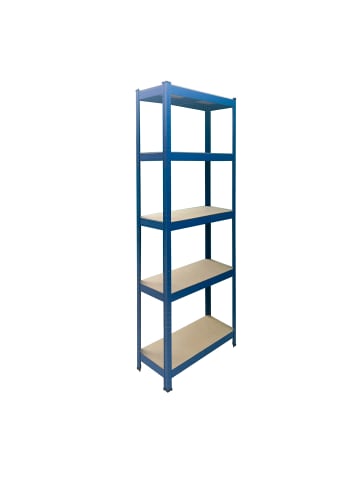 relaxdays Schwerlastregal in Blau/ Braun - (B)75 x (H)150 x (T)30 cm
