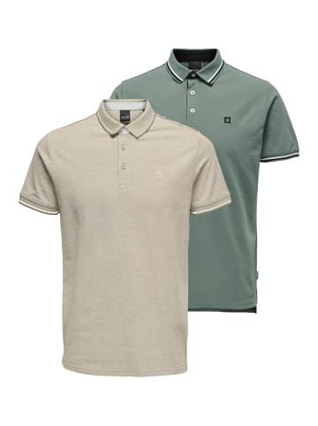 ONLY & SONS Poloshirt Onsefletcher in Beige / grün