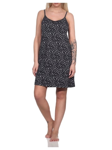 NORMANN Spaghetti Träger Nachthemd AnimalprintLook - 79556 in anthrazit
