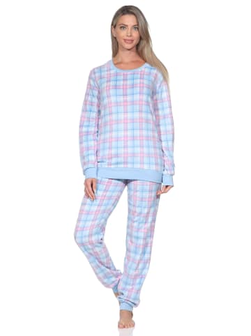 NORMANN Fleece Schlafanzug langarm Bündchen chilige optik in hellblau1