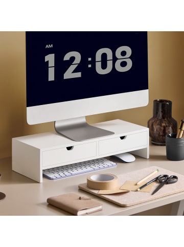SoBuy Monitorständer in Mattweiß - (W) 18 x (H) 11 x (L) 47 cm
