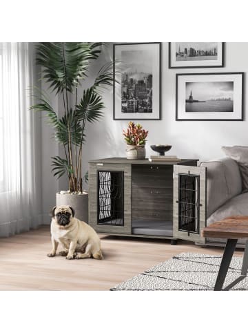 Pawhut Hundekäfig Grau 80L x 56B x 63H cm