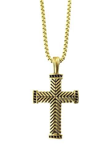 Adeliás Unisex Halskette mit Anhänger – Kreuz aus Edelstahl in gold